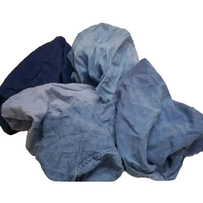 Recycled Denim Cloth Material Cleaning Rags - 600 lbs. Pallet - 12 x 50 lbs. Boxes - Wiping Hub