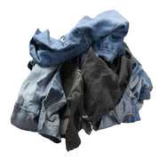 Recycled Denim Cloth Material Cleaning Rags - 600 lbs. Pallet - 12 x 50 lbs. Boxes - Wiping Hub