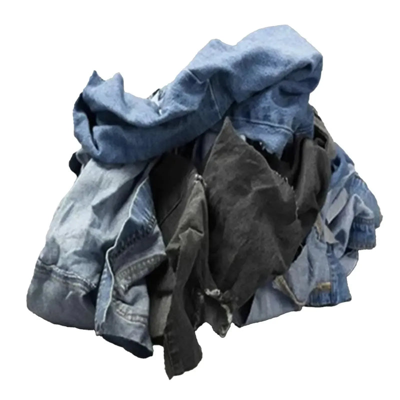 Recycled Denim Cloth Material Cleaning Rags - 600 lbs. Pallet - 12 x 50 lbs. Boxes - Wiping Hub