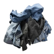 Recycled Denim Cloth Material Cleaning Rags - 600 lbs. Pallet - 12 x 50 lbs. Boxes - Wiping Hub