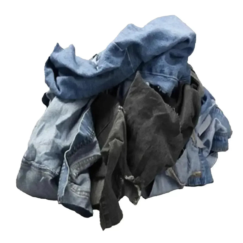 Recycled Denim Cloth Material Cleaning Rags - 600 lbs. Pallet - 12 x 50 lbs. Boxes - Wiping Hub