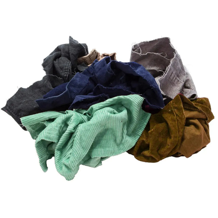 Recycled Corduroy Material Cleaning Rags - 600 lbs. Pallet - 12 x 50 lbs. Boxes - Wiping Hub