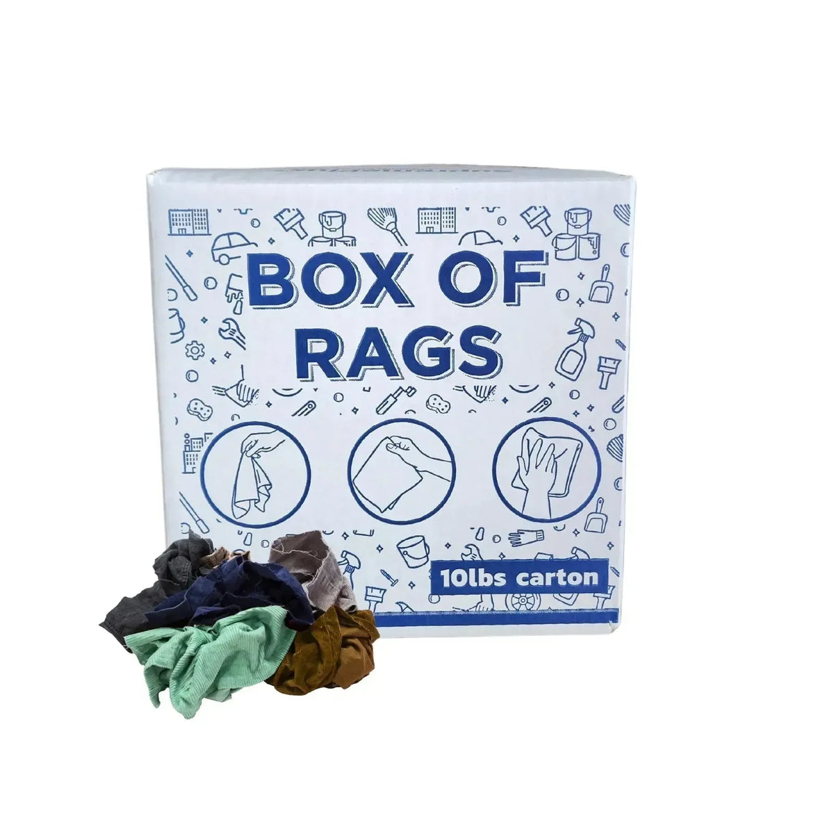 10 lbs. Box of Recycled Corduroy Material Cleaning Rags — Wiping Hub