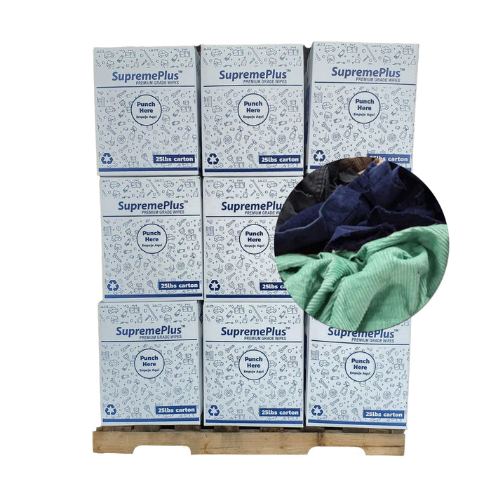 Corduroy Material Rags - 675 lbs. Pallet - 27 x 25 lbs. Boxes - Wiping Hub