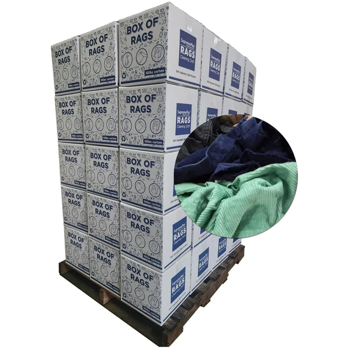 Recycled Corduroy Material Cleaning Rags - 720 lbs. Pallet - 72 x 10 lbs. Boxes - Wiping Hub