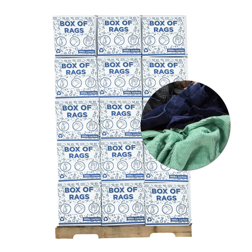 Recycled Corduroy Material Cleaning Rags - 720 lbs. Pallet - 72 x 10 lbs. Boxes - Wiping Hub