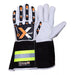 Cut & Impact Resistant Goatskin Leather Gloves with Extended HI-VIZ Black Cuff - White & Black - L, XL, 2XL - Wiping Hub