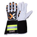 Cut & Impact Resistant Goatskin Leather Gloves with Extended HI-VIZ Black Cuff - White & Black - L, XL, 2XL