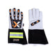 Cut & Impact Resistant Goatskin Leather Gloves with Extended HI-VIZ Black Cuff - White & Black - L, XL, 2XL