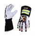 Cut & Impact Resistant Goatskin Leather Gloves with Extended HI-VIZ Black Cuff - White & Black - L, XL, 2XL - Wiping Hub