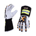 Cut & Impact Resistant Goatskin Leather Gloves with Extended HI-VIZ Black Cuff - White & Black - L, XL, 2XL