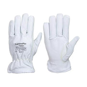 Cut Resistant Goatskin Leather Driver Gloves - White - L, XL, 2XL - Wiping Hub