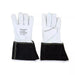 Cut Resistant Goatskin Leather TIG Welding Gloves with Extended Black Cuff - White - L, XL, 2XL - Wiping Hub