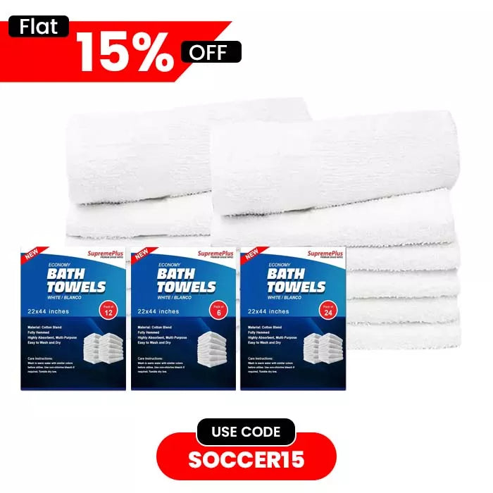 Economy White Bath Towels - 22" x 44"