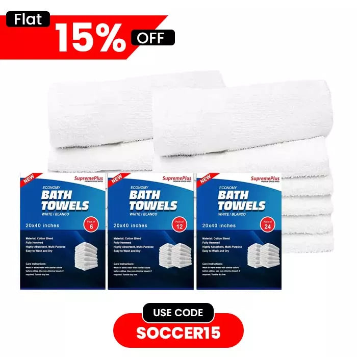 Economy White Bath Towels - 20" x 40"