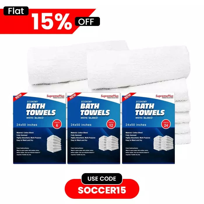 Economy White Bath Towels - 24" x 50"