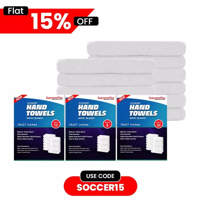 Economy White Hand Towels - 16" x 27"