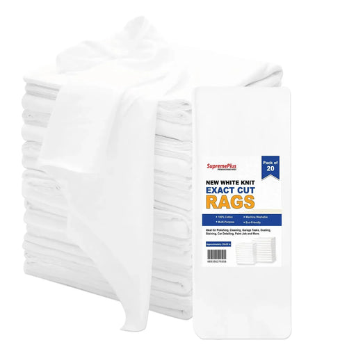 New White T-Shirt Exact Cut Rags - 20 Pcs Pack - Wiping Hub