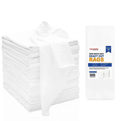 New White T-Shirt Exact Cut Rags - 45 Pcs Pack - Wiping Hub