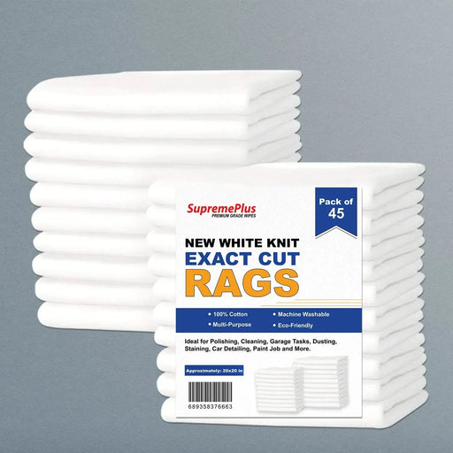 New White T-Shirt Exact Cut Rags - 45 Pcs Pack - Wiping Hub