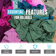 Recycled color knit T-shirt cleaning rags from Wiping Hub, used as versatile wiping cloths for cleaning and polishing.