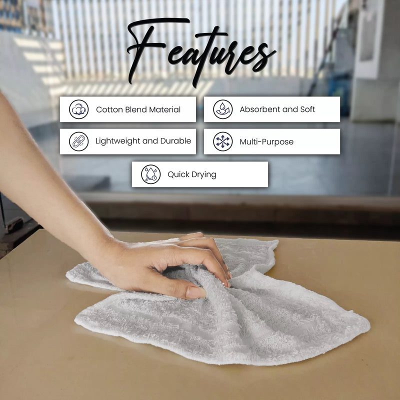 Economy White Wash Cloth Towels - 12" x 12"
