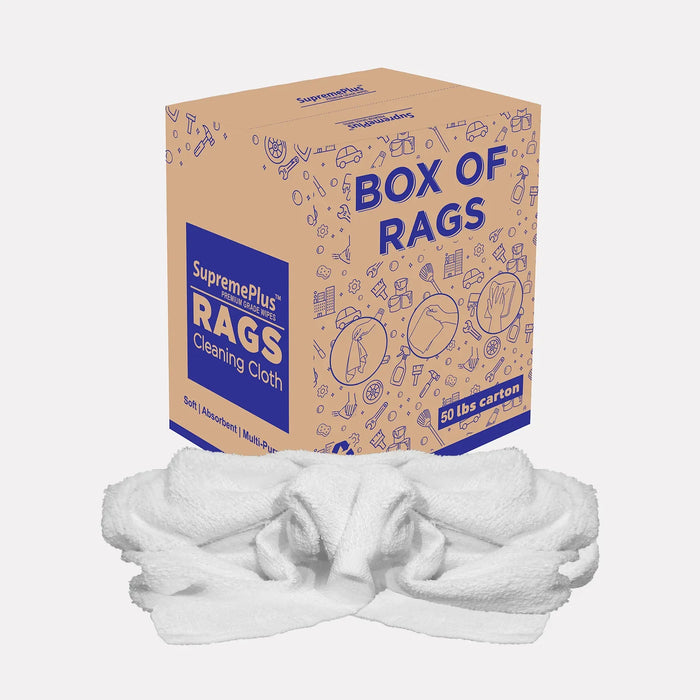 Full Size White Cleaning Towel - 50 lbs Box - Wiping Hub