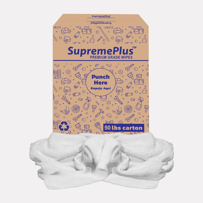 Full Size White Cleaning Towel - 50 lbs Box - Wiping Hub