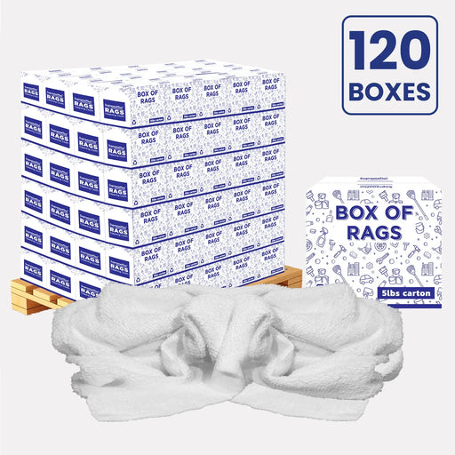 Full Size White Cleaning Towel - 600 lbs Pallet - 120 x 5 lbs Boxes - Wiping Hub