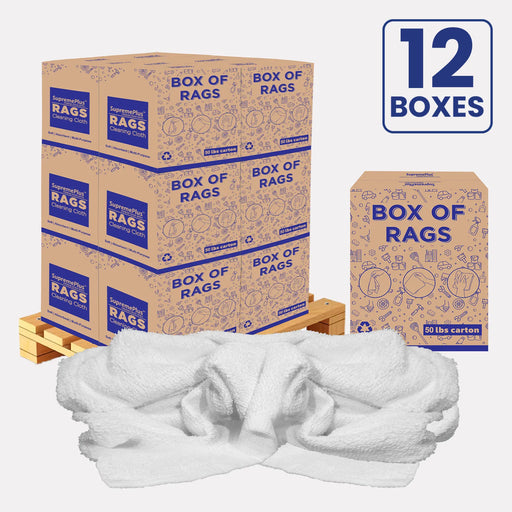 Full Size White Cleaning Towel - 600 lbs Pallet - 12 x 50 lbs Boxes - Wiping Hub