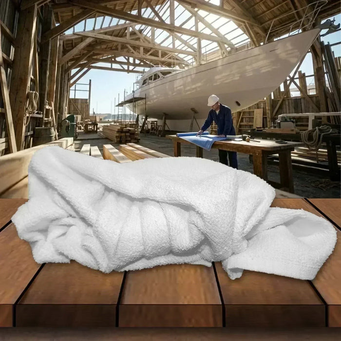 Full Size White Cleaning Towel - Wiping Hub