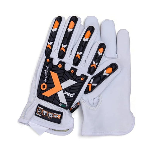 Goatskin leather cut resistant impact gloves white black - Wiping Hub
