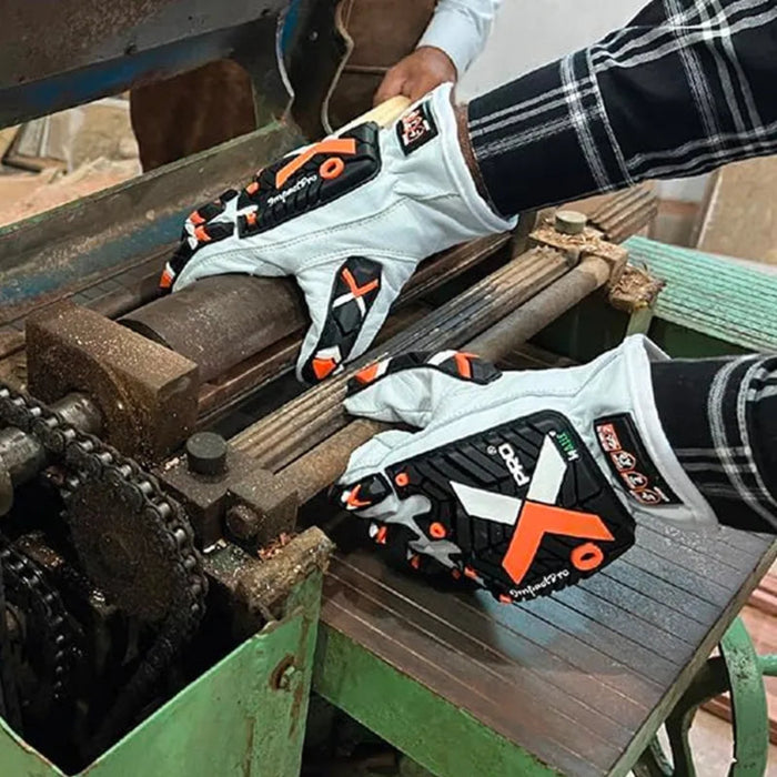Goatskin Leather Cut Resistant Impact Gloves White Black - Usages - Wiping Hub
