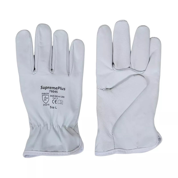 Goatskin Leather Driver Gloves - White - L, XL, 2XL - Wiping Hub