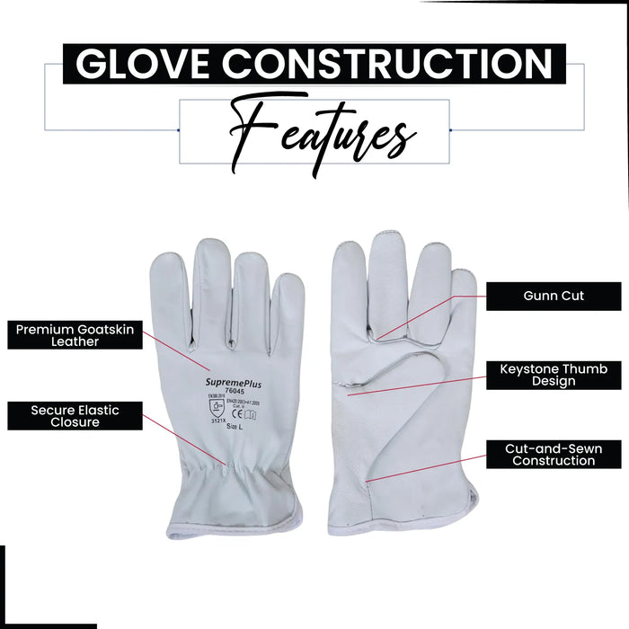 Goatskin Leather Driver Gloves White - Infographics - Wiping Hub