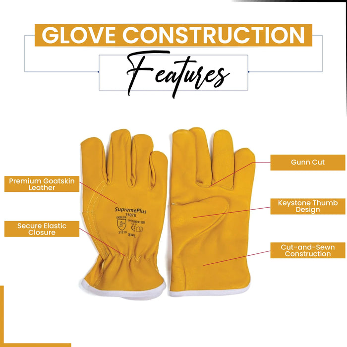 Goatskin Leather Driver Gloves Yellow - Infographics - Wiping Hub
