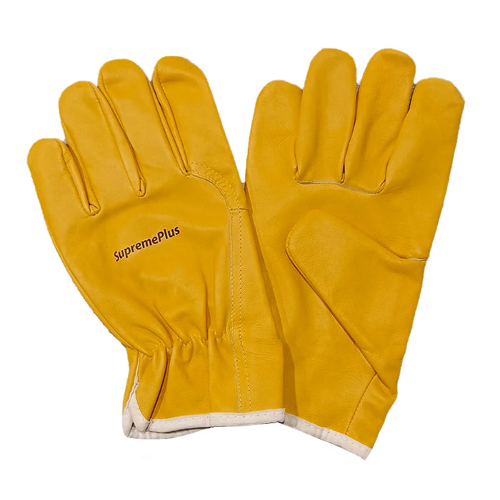 Goatskin Leather Driver Gloves Yellow - Wiping Hub