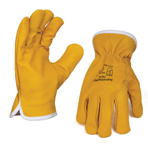 Goatskin Leather Driver Gloves - Yellow - L, XL, 2XL