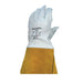 Grain Goatskin Leather TIG Welding Gloves with Extended Yellow Cuff - White - L, XL, 2XL - Wiping Hub