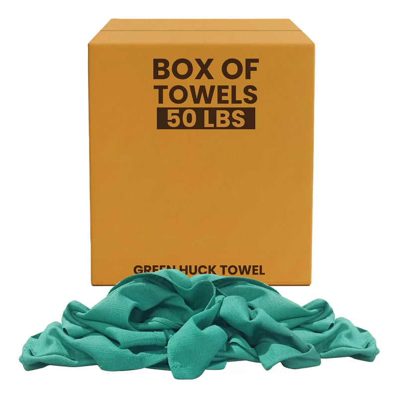 Recycled Green Huck Cleaning Towels - 600 lbs. Pallet - 12 x 50 lbs. Boxes - Wiping Hub