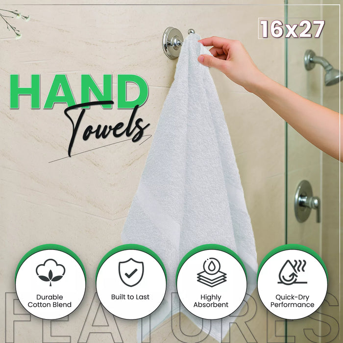 White Hand Towels - 16" x 27"