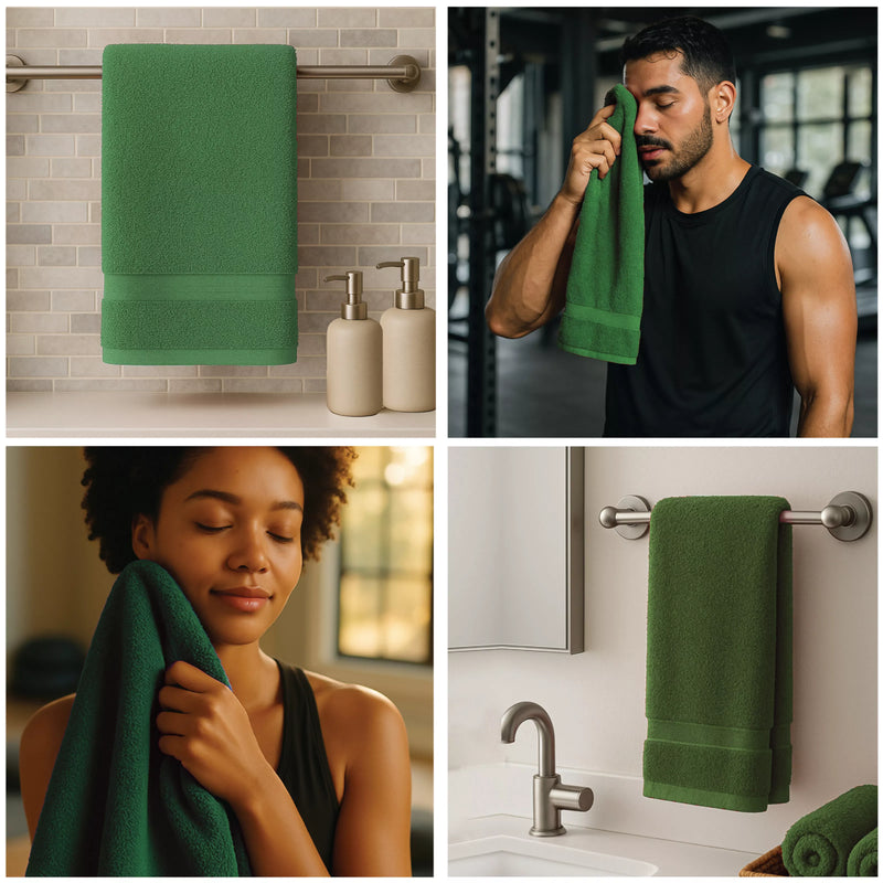 Premium Green Hand Towels - 16" x 27"