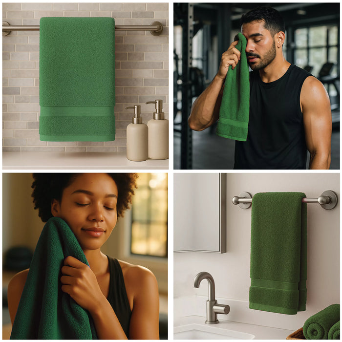 Premium Green Hand Towels - 16" x 27"