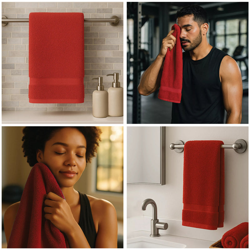 Premium Red Hand Towels - 16" x 27"