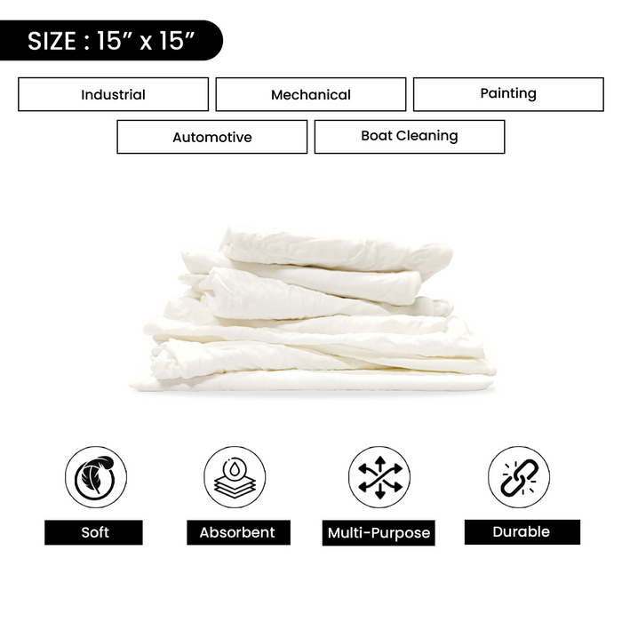 White Knit T-Shirt Rags 1000 lbs. Pallet - 40 x 25 lbs. Compressed Box