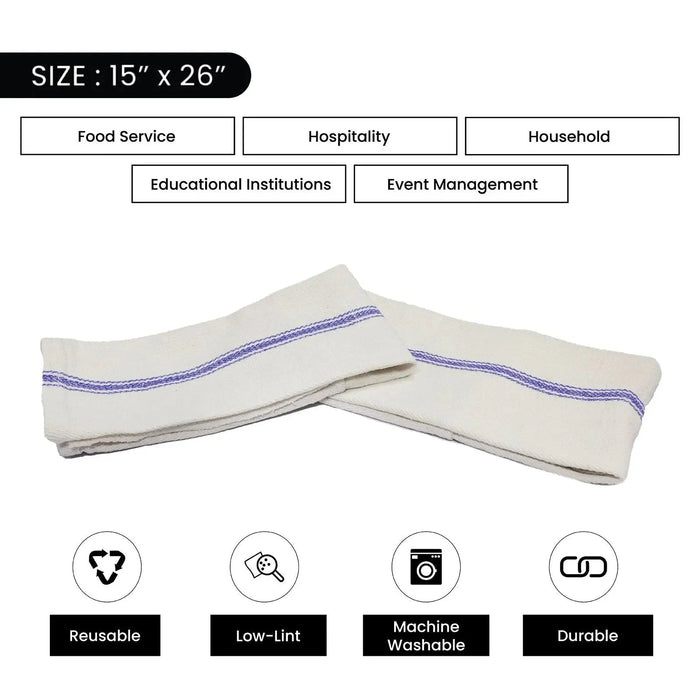 Herringbone White Kitchen Towels - 15" x 26" - Wiping Hub