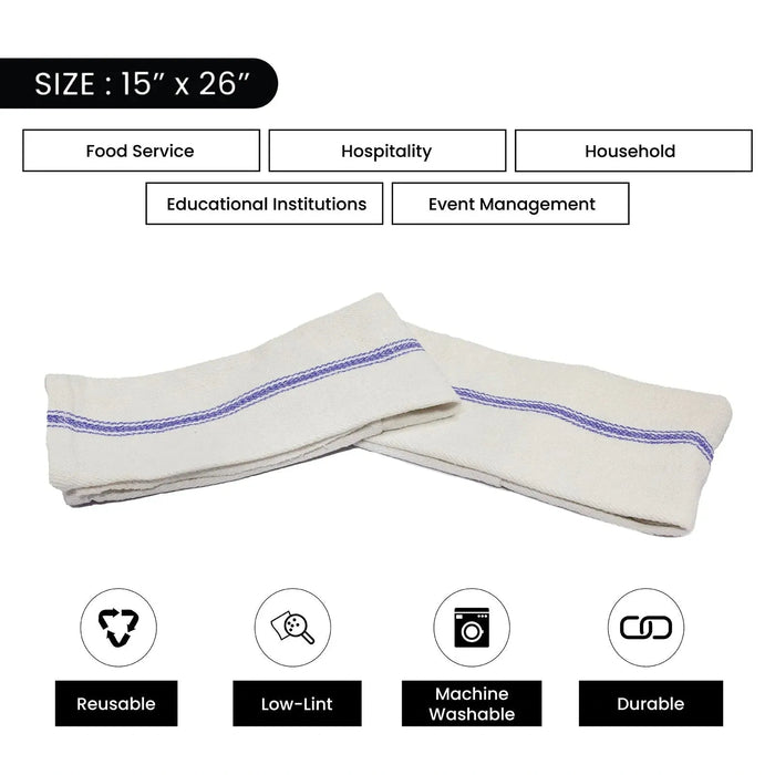 Herringbone White Kitchen Towels - 15" x 26" - Wiping Hub