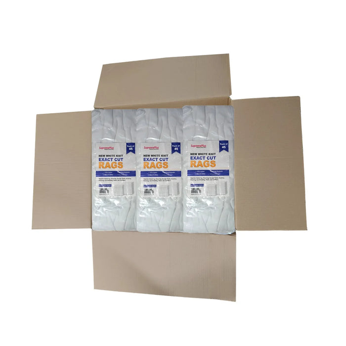 Bulk New White T-Shirt Exact Cut Rags – 20 Packs of 45 Pieces   - Wiping Hub