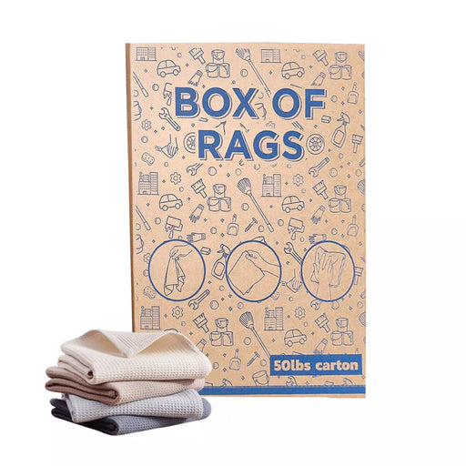 New 100% Cotton Heavy-Duty Towel Rags - 50 lbs. Box - Wiping Hub