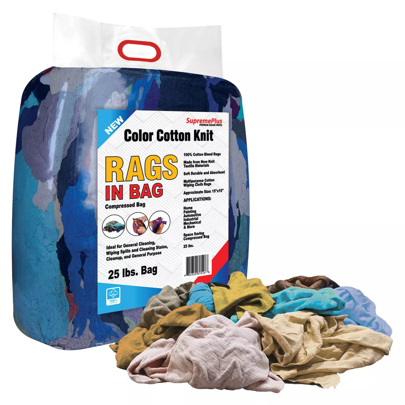 Multi-color washed T-shirt rags from Wiping Hub, ideal for cleaning, made from soft, durable fabric in vibrant colors.